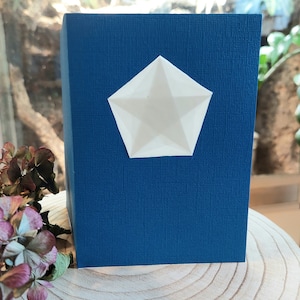 Verjaardagskaart Kerstkaart vouwkaart Waldorfster transparant sterren Pentagon waldorf transparant afbeelding blauw wit