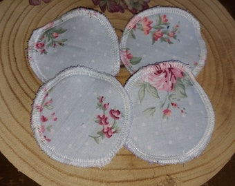 Make-up Entferner abschmink Pads aus Stoff wiederverwendbar waschbar Tilda Shabby chic 4 Stück nachhaltig