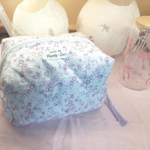 Boxy Bag Cosmetic Bag Storage Bag Vintage Purple Makeup Bag Cottage Core