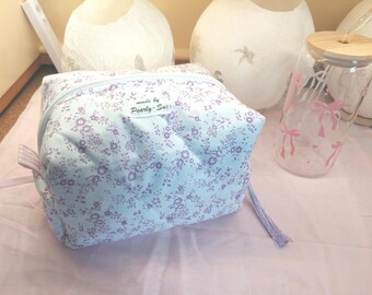 Boxy Bag Cosmetic Bag Storage Bag Vintage Purple Makeup Bag Cottage Core