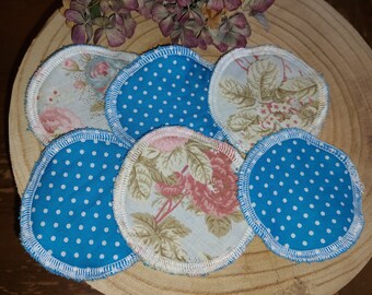 Make-up remover pads made of fabric reusable washable Polka Dots Shabby Chic 6 pieces sustainable