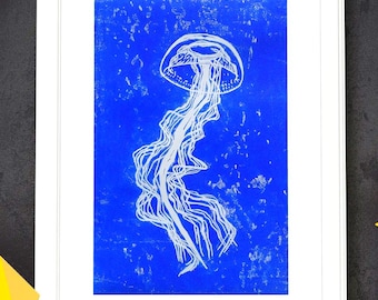 Jellyfish Linocut
