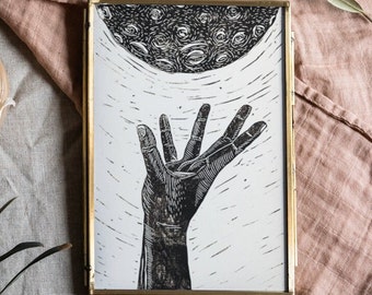 Jellyfish Linocut