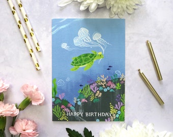 Sea Turtle Card - Happy Birthday - Greeting Card