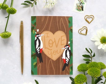 Woodpecker Love Card - I Love You Card - Greeting Card