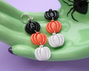 Pumpkin Dangle Earrings, Statement Earrings, Halloween Earrings, Polymer Clay Earrings