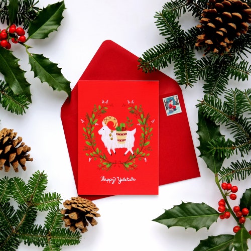 Yule Goat Card Christmas Card Greeting Card Etsy