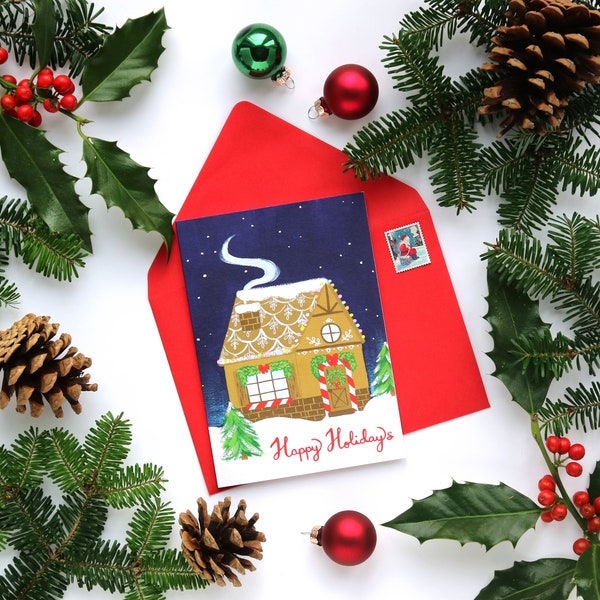 Gingerbread House Card - Christmas Card - Greeting Card