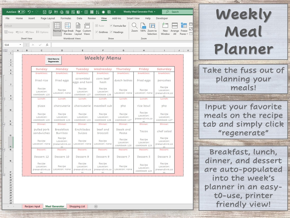 Weekly Meal Plan Generator Print Friendly Meal Planner Etsy