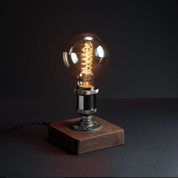 Edison bulb desk lamp/ Wooden base lamp/ Restoration Hardware/ Modern Industrial lamp/ Retro Lamp/ Wood Light/ Wood desk lamp