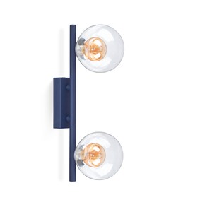 Vanity light double smoky plafond, dark blue hallway wall lamp, laundry wall light, entryway sconce with glass plafond, gift to mom for home image 11