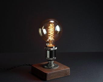 Edison bulb desk lamp/ Wooden base lamp/ Restoration Hardware/ Modern Industrial lamp/ Retro Lamp/ Wood Light/ Wood desk lamp