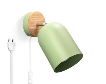 Olive Modern Led Wall Lamps/ Adjustable sconce/ Macaron Scandinavian Lamp/ Indoor Bedside Lighting/ plug in wall sconce/ Bedroom Living Room