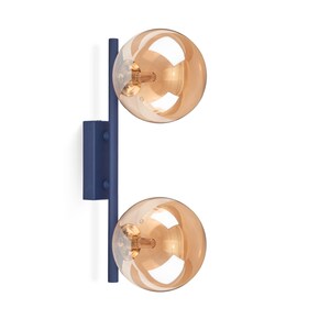 Vanity light double smoky plafond, dark blue hallway wall lamp, laundry wall light, entryway sconce with glass plafond, gift to mom for home image 8