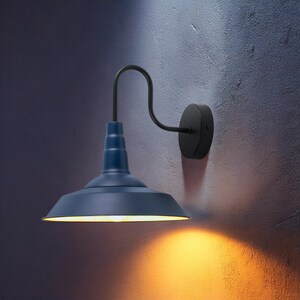Aplique de pared para puerta, aplique de cuello de cisne, aplique de pared de granero negro, lámpara de pared de entrada azul, aplique industrial rojo, luz de patio amarilla