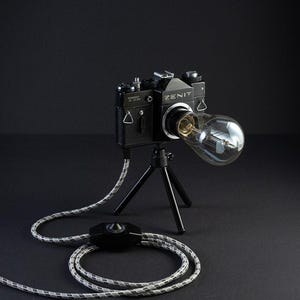 Camera lamp, Vintage desk lamp, Retro table lighting, Photo Camera Edison Loft Lamp, Photographer Gift, Camera lamp, Gift for boyfriend image 5