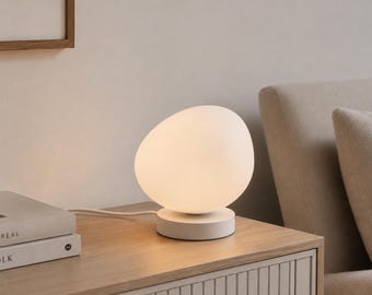 Modern Glass Distorted Bended Sphere Lamp, Minimalist Japandi Deformed Desk Nightlight, Gift College Student