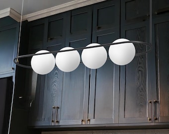 4-Light Pendant Chandelier, Modern Metal Light Fixture, Kitchen Island Lighting