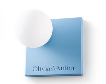 Personalized Blue Square Wall Sconce with Milk Glass Shade, Wall Lamp in Scandinavian Style, Nordic Wall Light