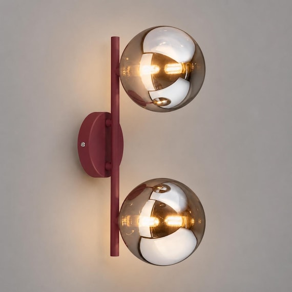 Vanity light double smoky plafond, dark blue hallway wall lamp, laundry wall light, entryway sconce with glass plafond, gift to mom for home