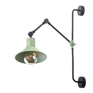 Modern Adjustable Swing Arm Wall Lamps Green Plug in sconce for bedroom and living room Nordic bedside accent wall light