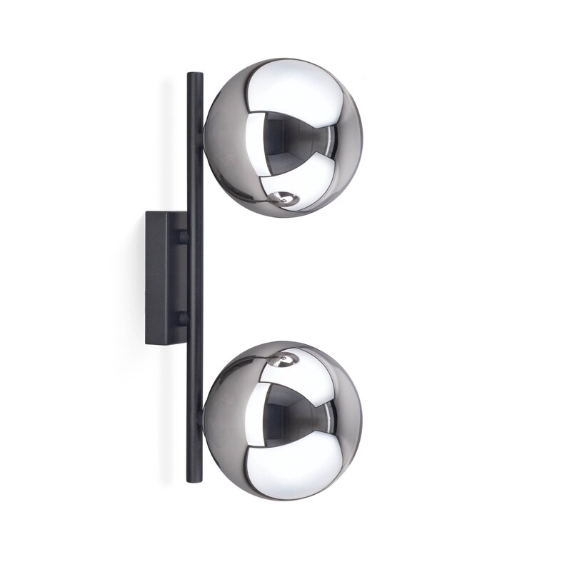 Vanity light double smoky plafond, dark blue hallway wall lamp, laundry wall light, entryway sconce with glass plafond, gift to mom for home image 10