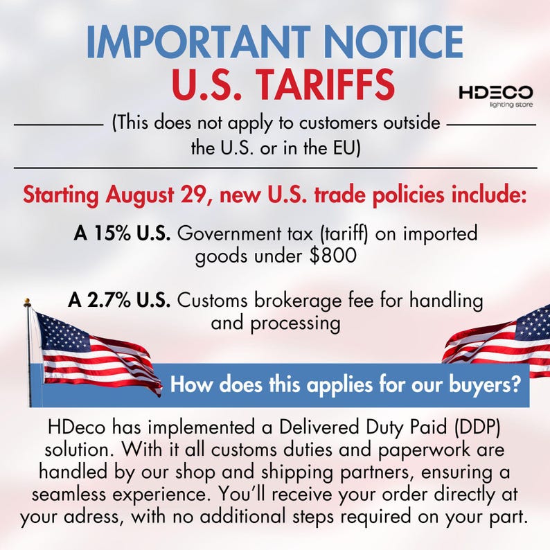 a poster with a flag and the words important notice u s tarifs