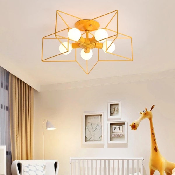 Pink/White/Gray/Green/Yellow Semi flush mount ceiling light for kid's room