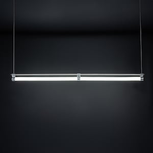 Lámpara colgante de neón larga, lámpara de oficina de diseño industrial, luz LED única 2700 o 4000K, lámpara de tubo minimalista
