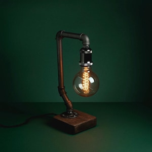 Vintage desk lamp pipe light Retro style pipe lamp pipe restoration hardware light Retro metal desk lamp Edison bulb Modern industrial lamp image 7