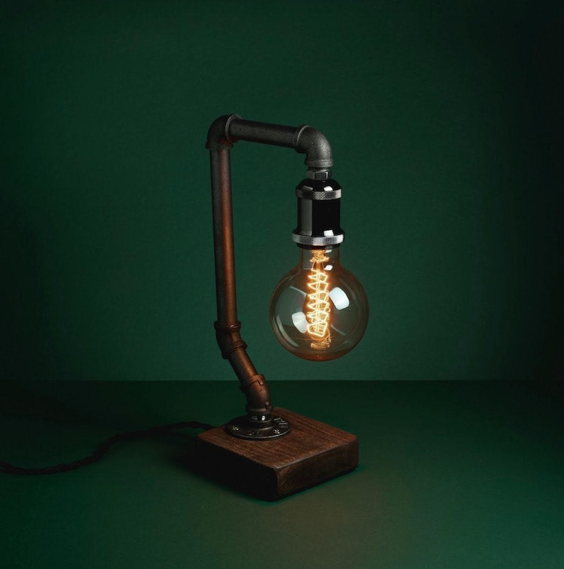 Vintage desk lamp pipe light Retro style pipe lamp pipe restoration hardware light Retro metal desk lamp Edison bulb Modern industrial lamp image 7