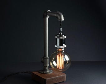 Steampunk pipe lamp/ Farmhouse Table Lamp/ Edison Retro Lamp/ Night stand lamp/ Modern industrial lamp/ industrial lamp