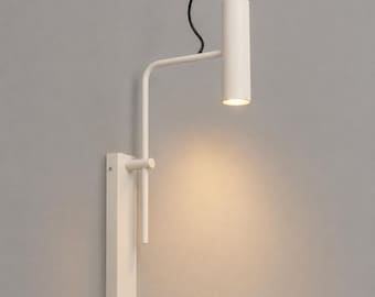 Plug-in Wall Sconce: Mid-Century Modern Dark Blue Bedside Light Fixture