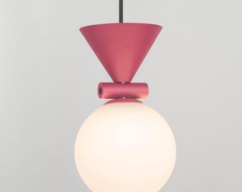 Burgundy Globe Pendant Light, Sculptural Geometric Ceiling Lamp for Dining Room or Bedroom