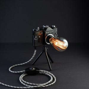 Camera lamp, Vintage desk lamp, Retro table lighting, Photo Camera Edison Loft Lamp, Photographer Gift, Camera lamp, Gift for boyfriend image 2