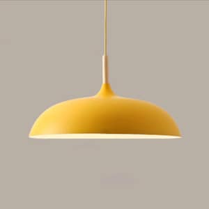 Scandinavian pendant lamp in black and white, metal and wood ceiling light