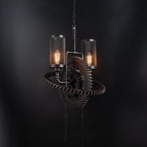 Lámpara colgante estilo loft con engranajes, lámpara colgante estilo steampunk, decoración steampunk, iluminación para restaurantes y bares.
