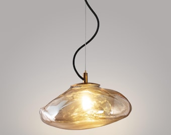Jellyfish pendant lamp, unique hanging lamp, amber glass pendant lamp, home lighting, ceiling lights for living room, bedroom light fixtures