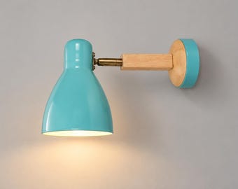 Directional Wooden Metal Wall Lamp, Scandinavian Sconce Bed Room Light, Standart Lamp