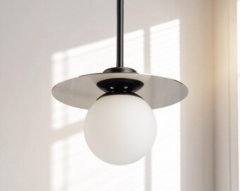 Kitchen light fixture, chrome lampshade white glass pendant lighting, bathroom ceiling lamp