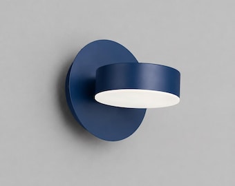 Directional Modern LED Wall Sconce, Metal Flush Mount Fixture, Black Lamp (Hardwired or Plug In)