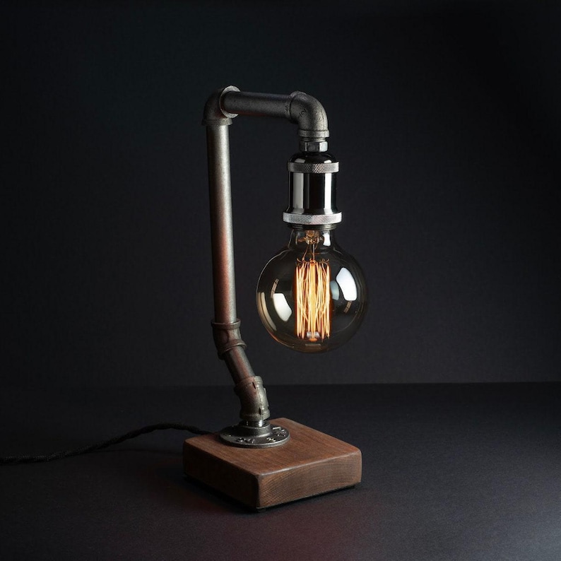 Vintage desk lamp pipe light Retro style pipe lamp pipe restoration hardware light Retro metal desk lamp Edison bulb Modern industrial lamp image 16