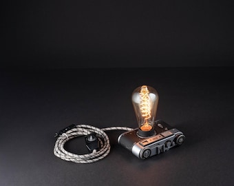Retro Camera Desk Lamp, Upcycled Steampunk Bedside Light, Back to School Gift, Photographer Gift