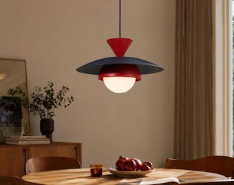 Space Age Pendant Light, Sculptural Geometric Metal Shade for Modern Dining Rooms