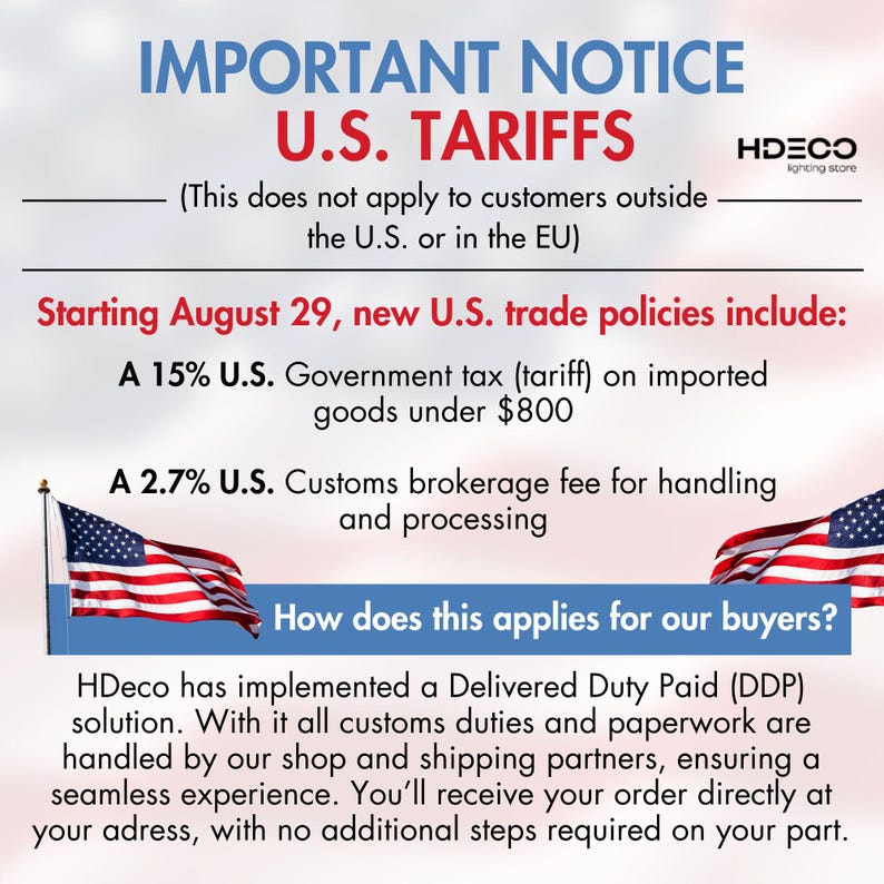 a poster with a flag and the words important notice u s tarifs