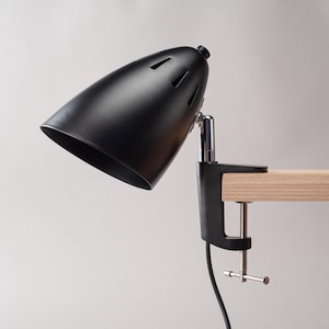 Adjustable Metal Clamp Lamp, Black Minimalist Task Lighting, Book Lover Gift Black