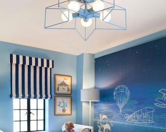 Skandinavische Kinderzimmer Pendellampe in den Farben blau/rosa/gelb/weiß/grün, Hängelampe fürs Kinderzimmer