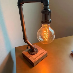 Vintage desk lamp pipe light Retro style pipe lamp pipe restoration hardware light Retro metal desk lamp Edison bulb Modern industrial lamp image 4