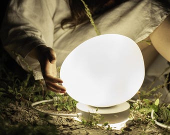 Scandinavian Deformed Nightlight, Distorted Bended Glass Sphere Lamp, Breakup Gift, Handblown