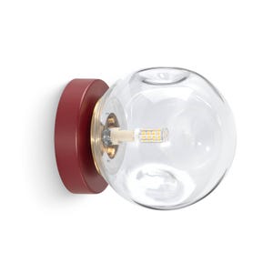 Aplique de vidrio deformado, estilo retro acogedor con esfera transparente y globo curvado, luz de entrada de vidrio distorsionado, lámpara de pared para sala de estar.